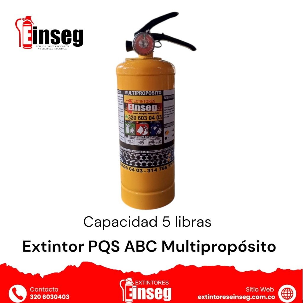 Extintor PQS ABC de 5 libras para carros en Caldas